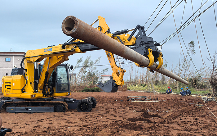 “摩羯”来袭，冰球突破mg开挖立杆一体机跑赢时间助力抗灾复电抢修