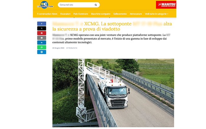 欧洲媒体e-CONSTRUCTION点赞冰球突破mg桥梁检测车